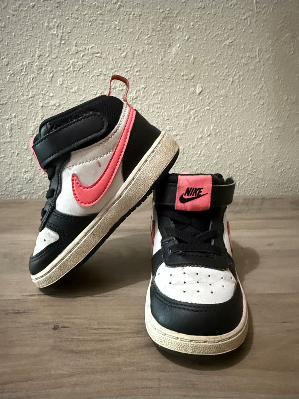 Nike Kids High-Top Sneakers in Black, White & Pink Accent